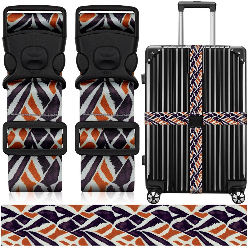 ZHOMA 2 Pack Luggage Straps for Suitcases, Adjustable Travel Belt with Double Lock and Quick Release Buckle, Heavy Duty Nylon Bag Packing Strap, Bright Identifiers Business Travel Accessories-Roads - Image 1