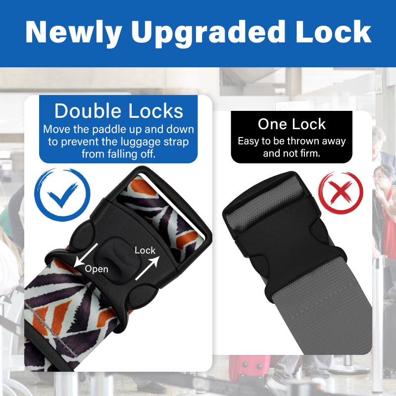 ZHOMA 2 Pack Luggage Straps for Suitcases, Adjustable Travel Belt with Double Lock and Quick Release Buckle, Heavy Duty Nylon Bag Packing Strap, Bright Identifiers Business Travel Accessories-Roads - Image 2