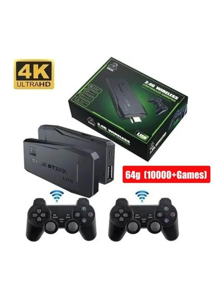 4K HD video game console, dual 2.4G wireless controllers, plug-and-play video game stick, built-in 10,000 games, retro handheld game console - Image 1