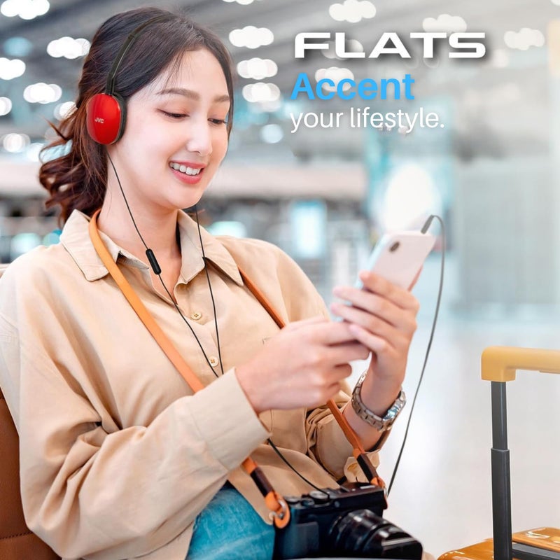 JVC HAS160R Flat Headphones - Red - Image 3