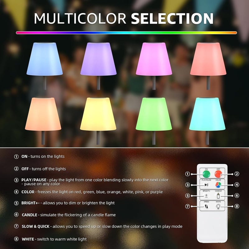 مصباح أرضي خارجي يعمل بالطاقة الشمسية قابل للتعتيم، لاسلكي، قابل لإعادة الشحن عبر USB، RGB وأبيض دافئ LED، مقاوم للماء للاستخدام في الفناء والحديقة والشرفة (قاعدة دائرية ارتفاع 59 بوصة، رمادي) - Image 4