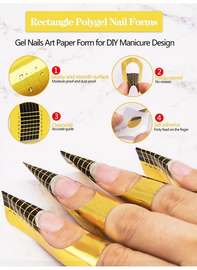 Namgznso 200 Pcs Nail Forms For Acrylic Nails Rectangle Acrylic Nail Forms Nail Extension Form Guide Sticker For Polygel Gel Nails Art Paper Form For Builder Gel  - Image 2