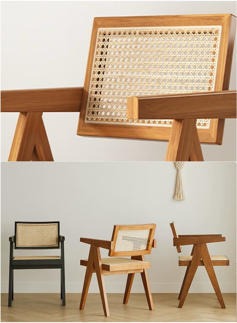 والالا كرسي عتيق، كرسي شانديغار بمقعد ومسند ظهر من الخيزران لغرفة الطعام، غرفة المعيشة، المكتب المنزلي، المقهى. - Image 4