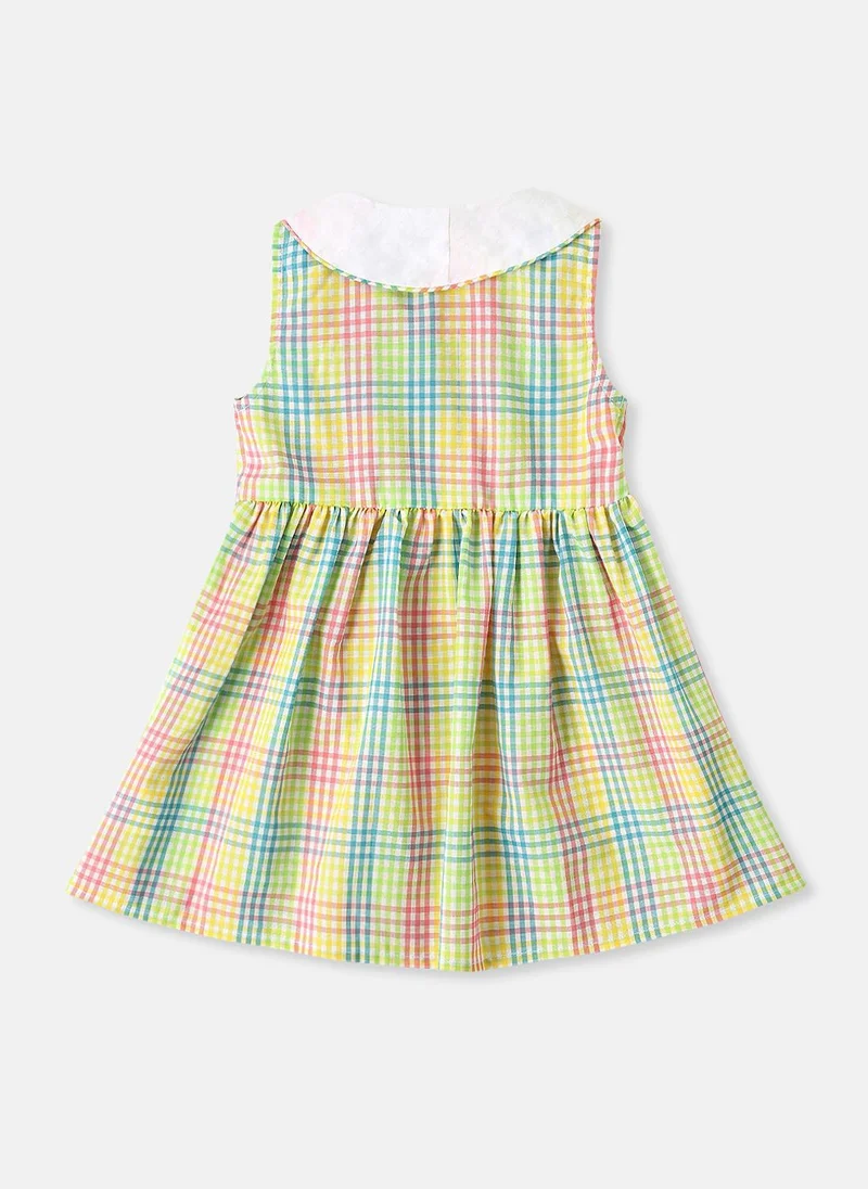 Nautinati Nautinati Girls’ Cotton Peter Pan Collar Gingham Checked Dress