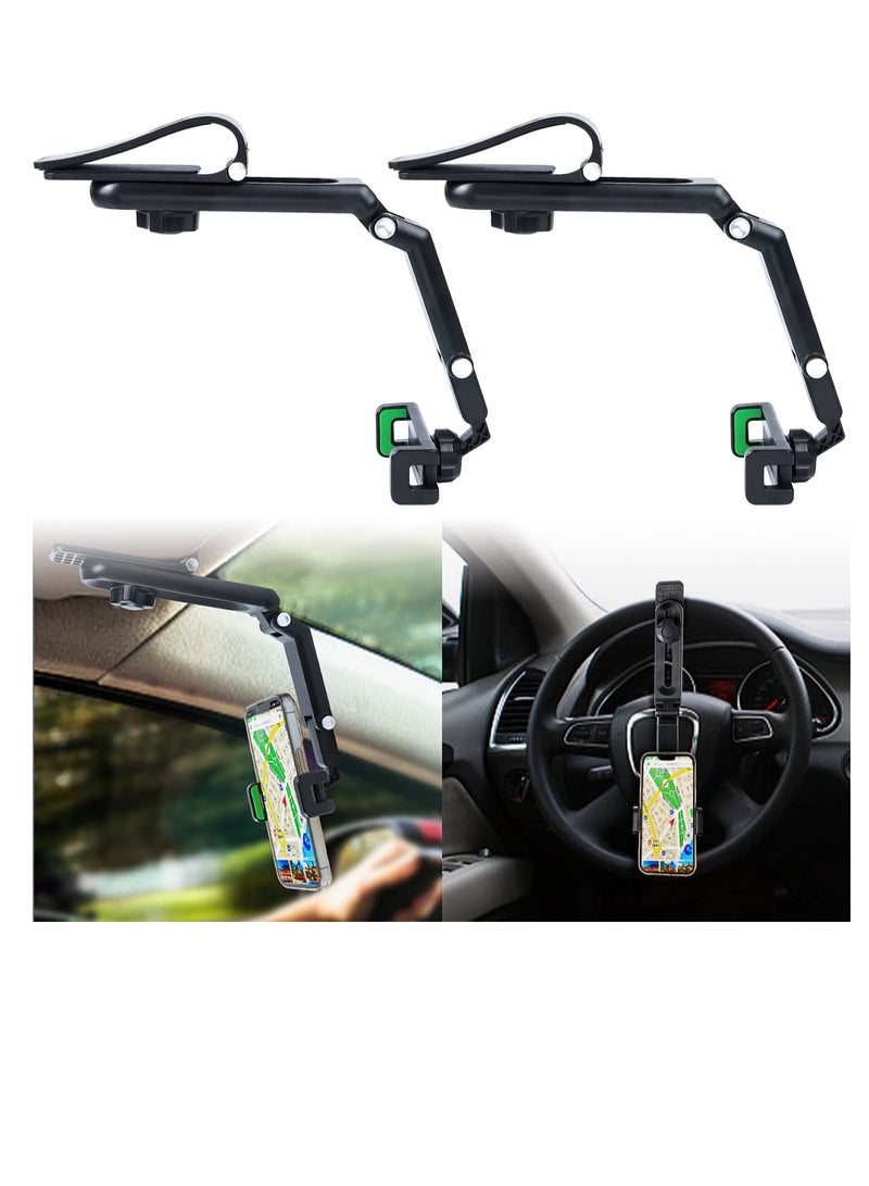 ELTRAZONE Green Cell Phone Holder for Car，Mount Clip for Car Cellphone，360° Rearview Phone Holder for Car Sun Visor，Perfectly for iPhone pro, 13/12pro,XR,XS,Pro,Samsumg,Andriod, Car Accessories - Image 3