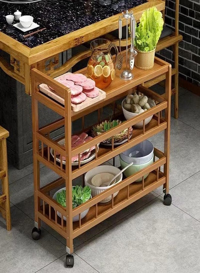 VBM Serving Trolley, Kitchen Trolley, Storage Trolley, Catering Trolley for Kitchen and Living Room, Food Trolley for Home, Mobile, Brown, 3 Levels - Image 1