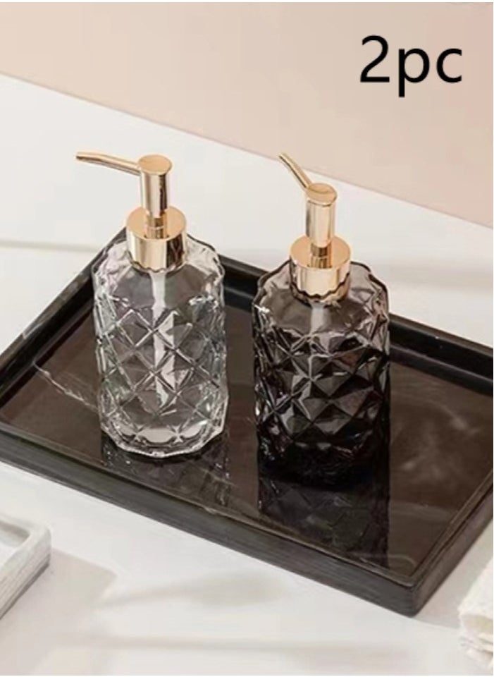 Kutis 2-Piece Lotion Dispenser Liquid Soap Dispenser Press Hand Sanitizer Container Glass/Plastic 17.6x 7.4 Centimeter  - Image 1