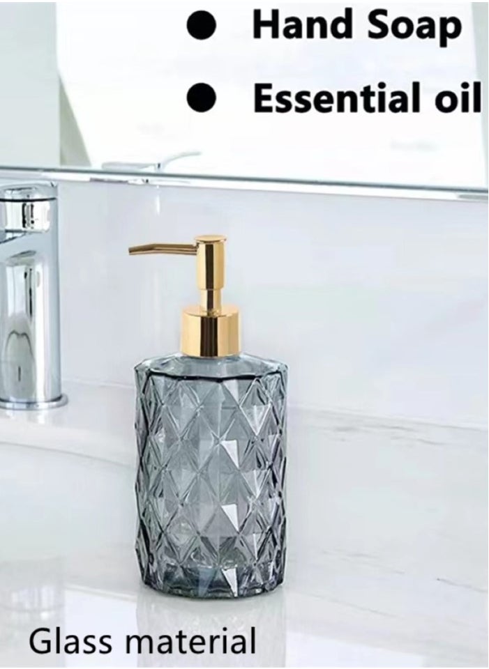 Kutis 2-Piece Lotion Dispenser Liquid Soap Dispenser Press Hand Sanitizer Container Glass/Plastic 17.6x 7.4 Centimeter  - Image 3