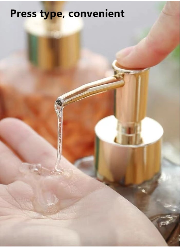 Kutis 2-Piece Lotion Dispenser Liquid Soap Dispenser Press Hand Sanitizer Container Glass/Plastic 17.6x 7.4 Centimeter  - Image 5