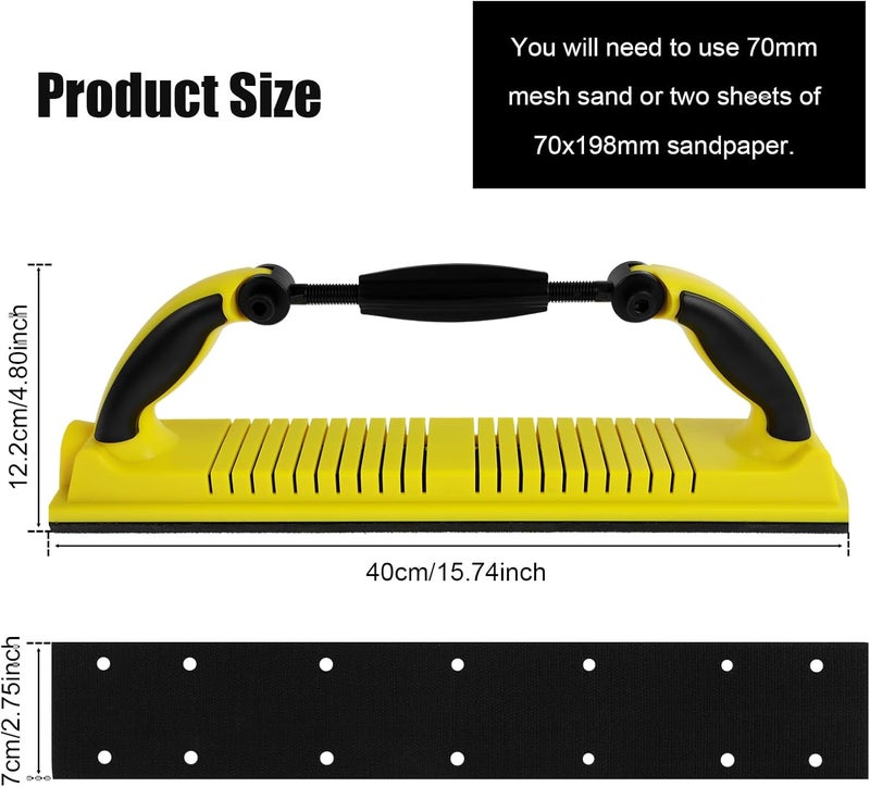 WITPOCE Jetcloud Manual Sanding Tool for 70mm Mesh Sand Adjustable Flexible Drywall Sanding Block with Handle Rectangular Arc Sanding File Block Grinding Tool for Woodworking Cars Walls Extra part combo compatible - Image 2