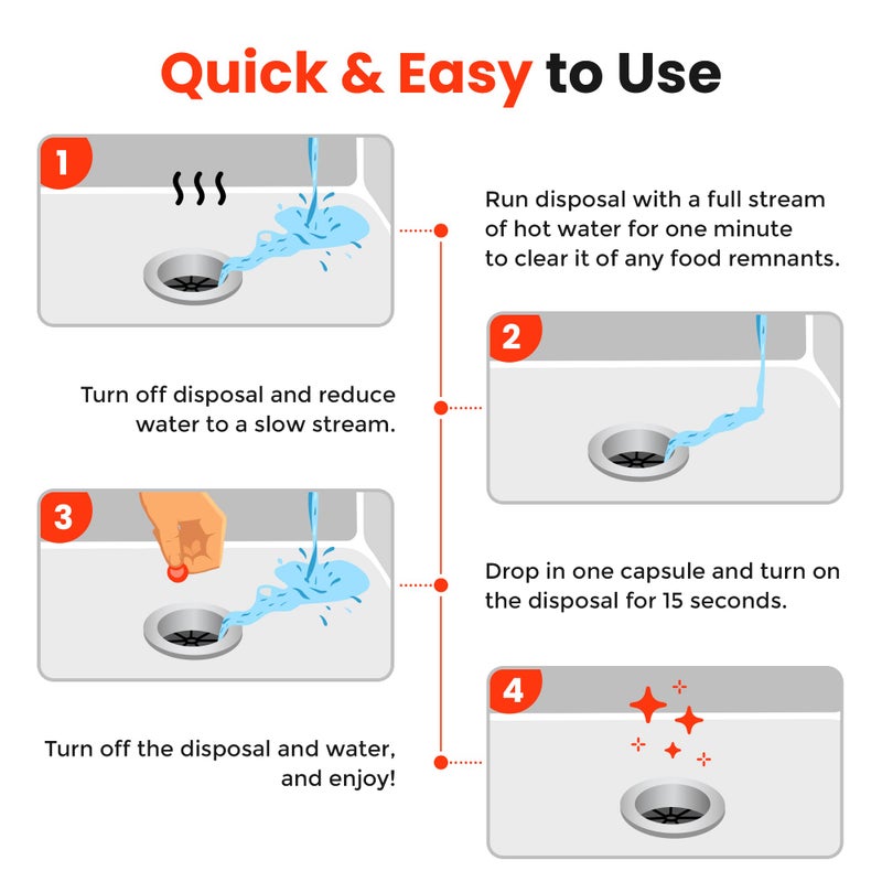 Bastion Garbage Disposal Cleaner and Deodorizer Drops- [[50-Count]] Orange Zest Scented Kitchen Sink Freshener Pods & Drain Odor Eliminator Disposer Care Balls by Bastion - Image 5