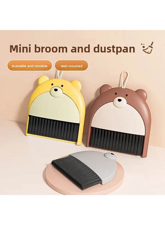 Grey Mini Broom And Dustpan Set With Keyboard Cleaning Brush For Desk Organization - Image 2