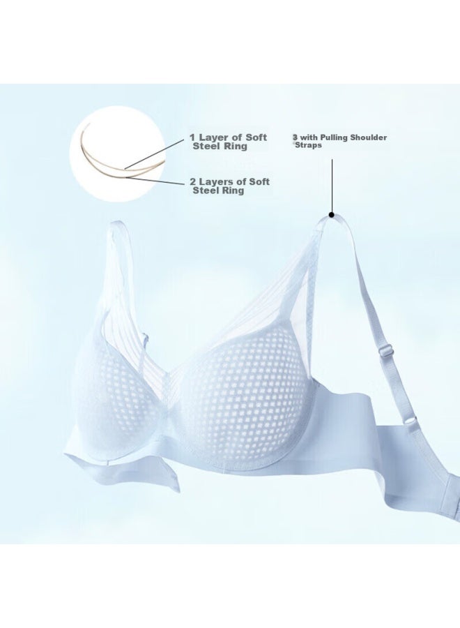 Embry Form Anli Fang Song Yi Same Style Wind Nest Cup Thin Slimming Bra Women's Underwear Ebw0457 Sky Blue Lbl 85b - Image 2