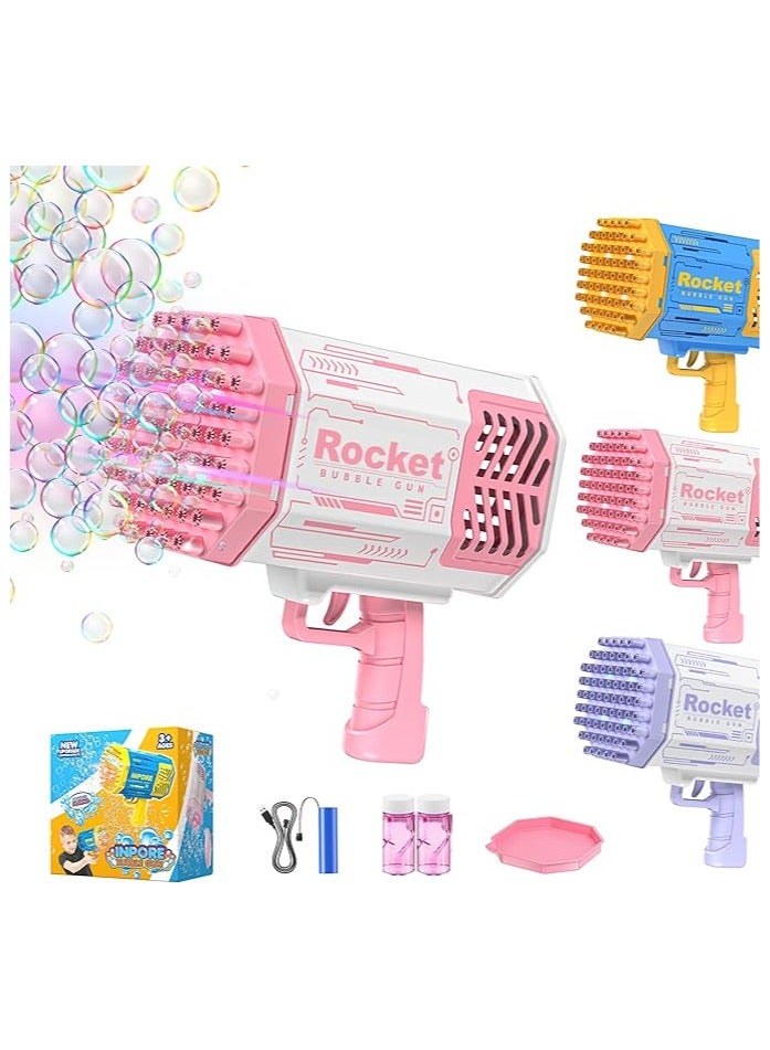روكيت آلة الفقاعات، مسدس فقاعات بمروحة  125 فتحة مع أضواء ملونة، ألوان متنوعة - Image 1