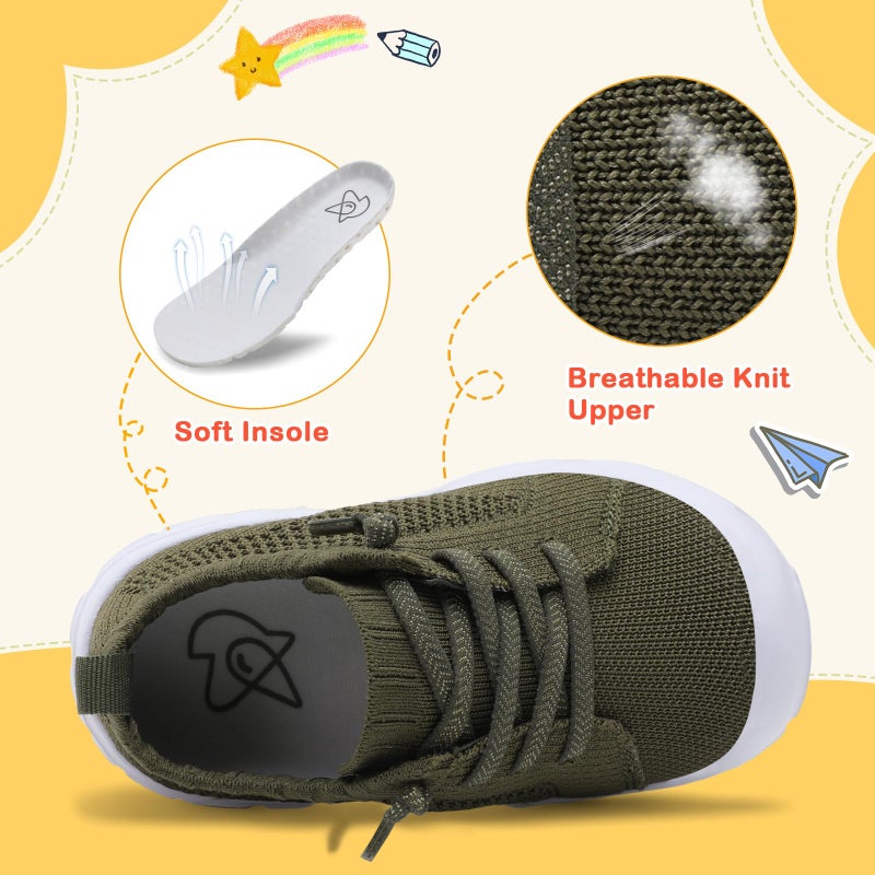LeIsfIt Toddler Girls Boys Shoes Lightweight Sneakers Tennis Shoes Kids Slip on Shoes Breathable Barefoot Shoes Green Size 6 - Image 3