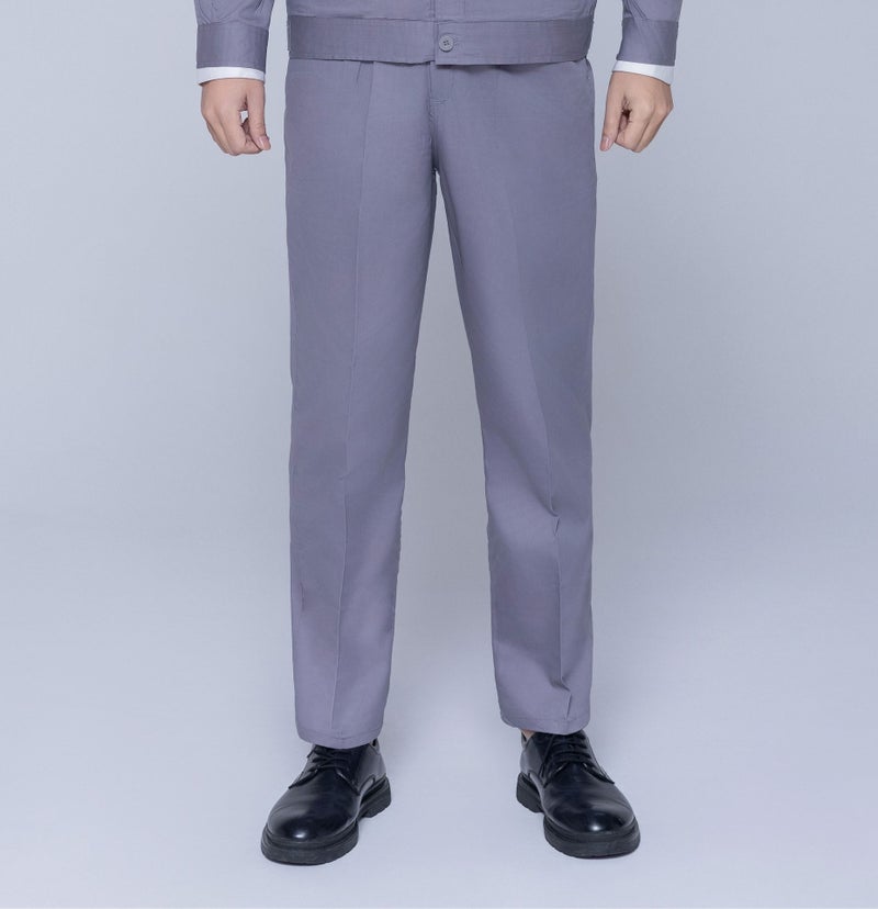 Summer Thin Cotton Long-sleeved suit Moisture Absorption and Sweat-wicking Comfortable Wear-resistant Labor Protection Tooling for Construction Site Electrician Welding Workshop Gray pants 