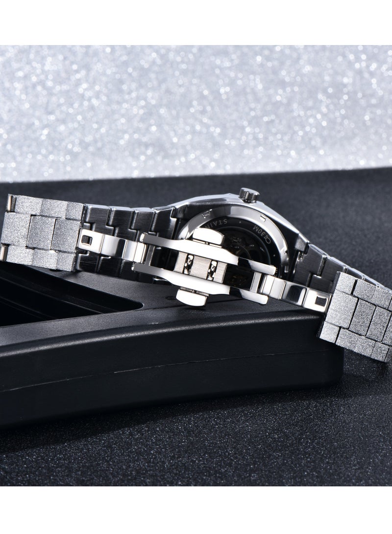 بينيار الرجال ساعة أوتوماتيكية الهيكل العظمي الميكانيكية 41 مللي متر ساعة رجالية مستديرة 30 متر مقاوم للماء مضيئة ساعة معصم هدية للرجال ضوء الفاخرة ساعة اليد عادية - Image 5