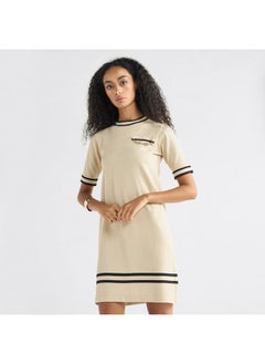 FAV Stripe Detail T-shirt Dress with Short Sleeves  - Image 1