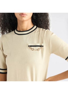 FAV Stripe Detail T-shirt Dress with Short Sleeves  - Image 4