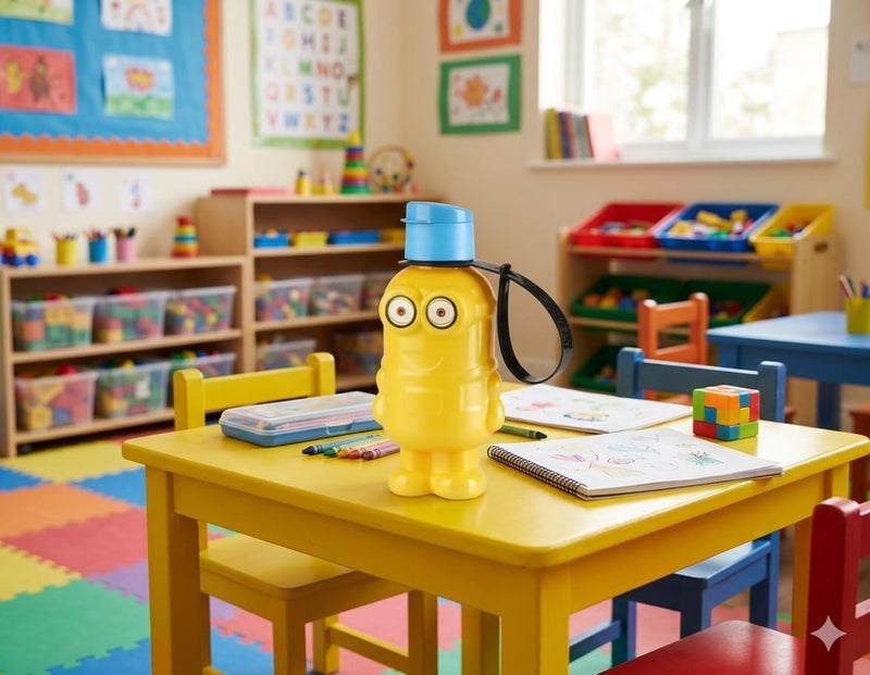 مينيونز زجاجة مياه للأطفال بتصميم شخصية كرتونية، بلاستيك خالٍ من BPA، 500 مل، لون عشوائي، للاستخدام المدرسي، مع حزام حمل - Image 2
