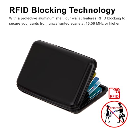 Kaabao Credit Card Holder, RFID Blocking Metal Card Wallet for Women Men Slim ID Card Holders Protector Aluminum Business Hard Case (Black) - Image 2