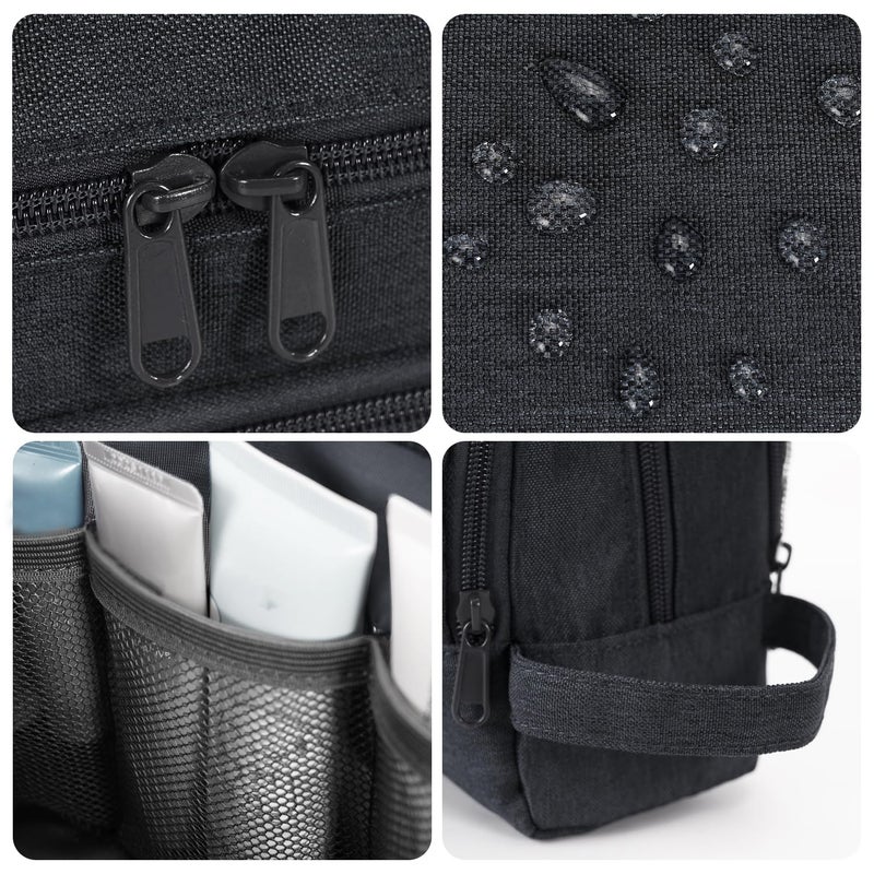 WANDF Toiletry Bag For Men Hanging Dopp Kit Water Resistant Shaving Bag Small Toiletry Bag For Traveling (Denim Pure Black) - Image 4