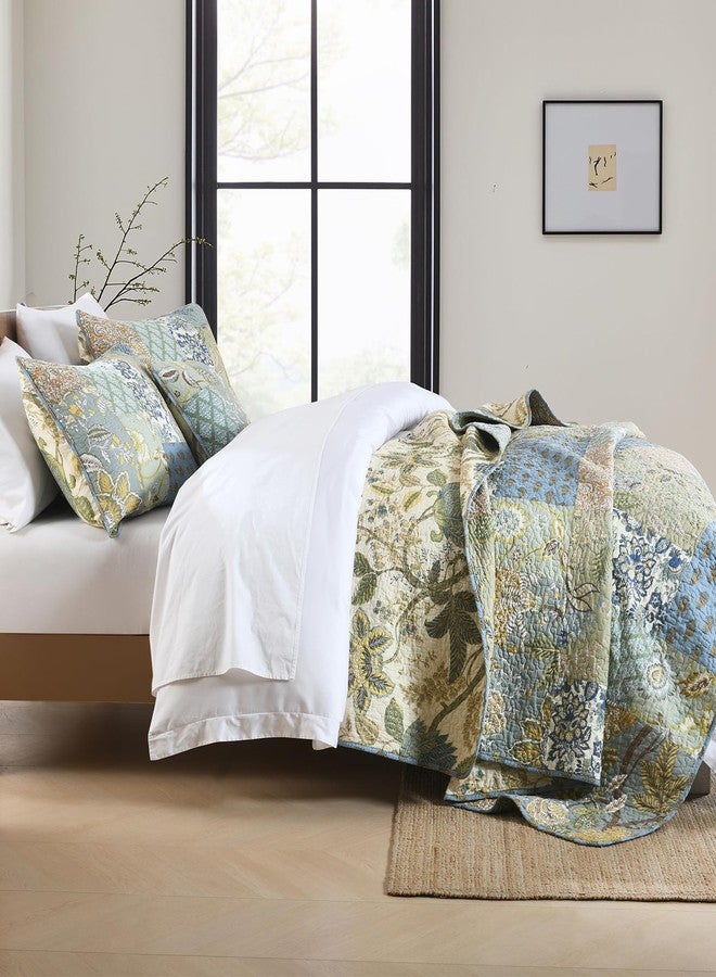 DECMAY Quilt Set Queen Size,100% Cotton Quilted Bedspread Reversible Patchwork Queen Comforter Set, Lightweight Boho Bedspreads Coverlets Quilt Bedding Set with 2 Pillowcase for All Season,Sage Green - Image 2