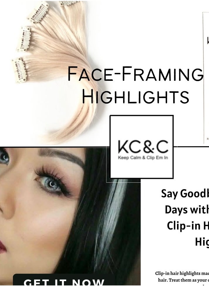 Keep Calm and Clip Em In - Platinum Blonde Highlights HairExtension Clip-in - Image 1