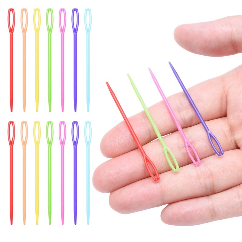 ManTangSun 50 Count 2 Inch Plastic Yarn Needles for Kids, Large Eye Sewing Crochet Needle for Yarn Amigurimi Darning Tapestry Plastic Canvas Needle DIY Sewing Needles Crafts, Assorted Colors - Image 1