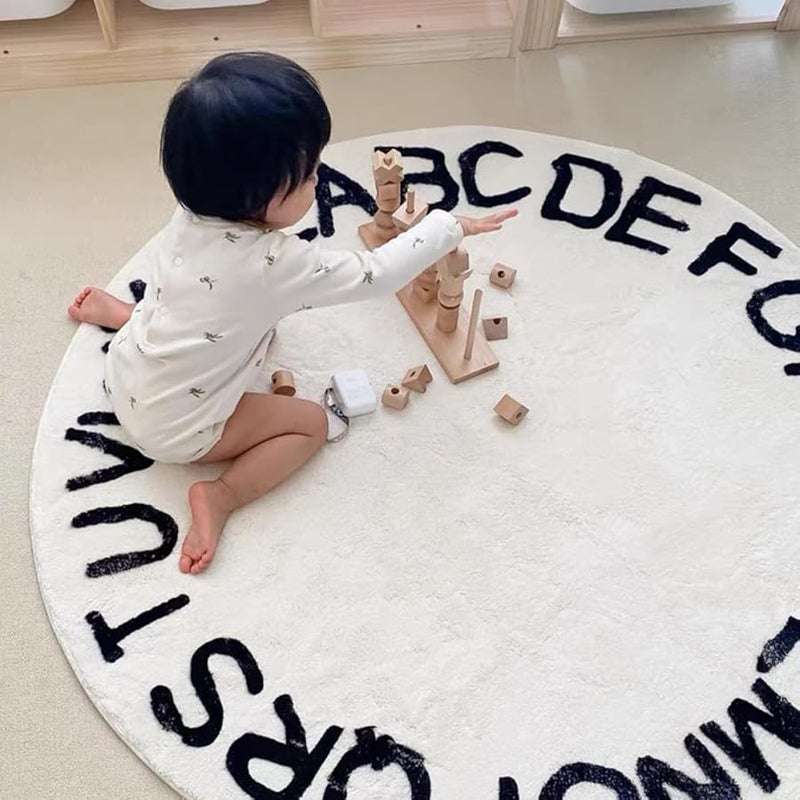 سجادة أرضية مستديرة غير قابلة للانزلاق بتصميم أحرف نوردية لغرفة اللعب وديكور المنزل وسطح آمن للزحف - Image 3