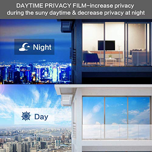 Volcanics One Way Window Privacy Film with Installation Tools 295 x 118 Inches Sun Blocking Window Tinting Film for Home Heat Control Mirror Tint Film Static Cling Silver - Image 3