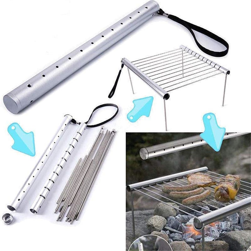 Sisliya Portable Camping Grill Foldable Charcoal Barbecue Grill Compact Stainless Steel Folding Campfire Grill BBQ Grill for Camping Backpacking Backyard Patio Outdoor - Image 3