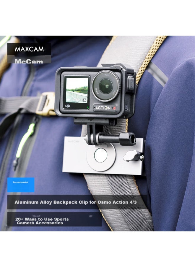Maxcam/Maisikamu Aluminum Alloy Backpack Clip For Dji Osmo Action 5/4 Pro Action Camera, Shoulder Strap Clip, Fixed Bracket Accessory - Image 1