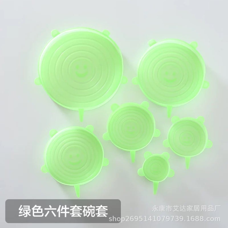 Silicone Fresh-Keeping Cover Six-Piece Sealing Cover Silicone Fresh-Keeping Film Kitchen Vacuum Universal Elastic Cover - Image 1