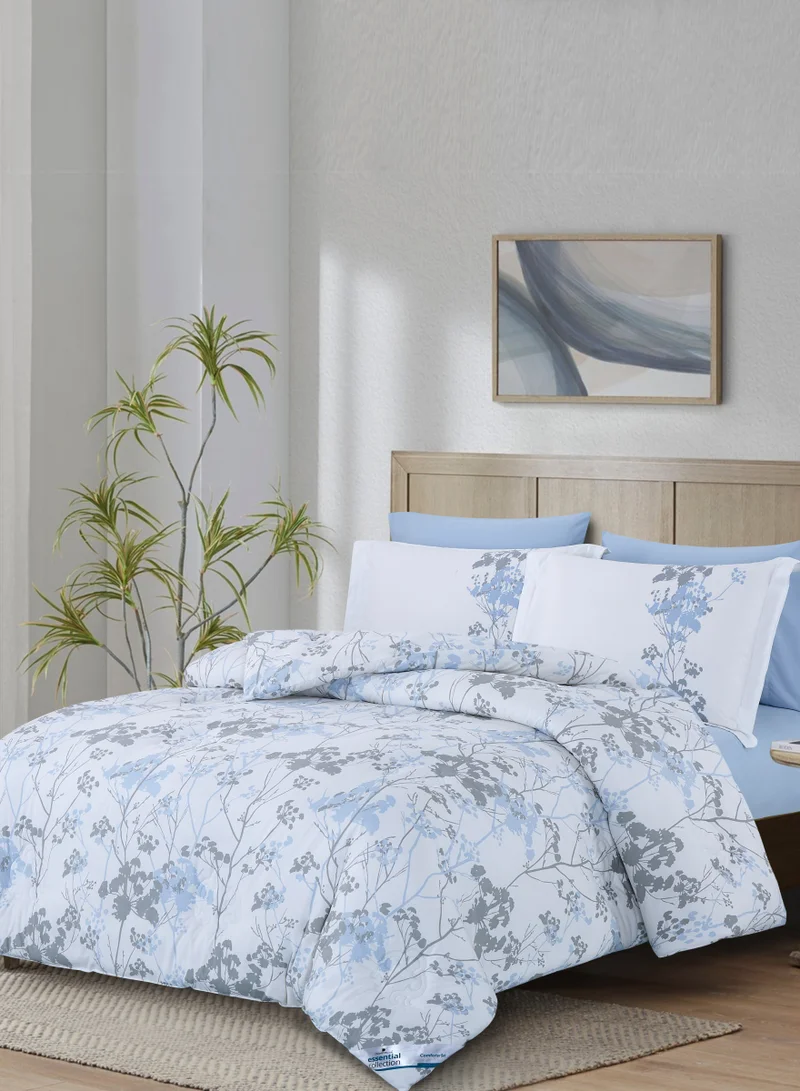 Donetella Printed Comforter Set 6-Pcs King Size All Season Double Bed Fits(200 X 200 Cm)Bedding Set With Removable Filler And Down Alternative Filling, Mercury