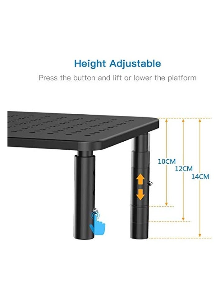 erorex Adjustable Non-Skid Rubber Premium Laptop PC Monitor Stand with Sturdy Stable Metal Construction Riser Height (Black) - Image 2
