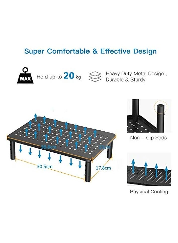 erorex Adjustable Non-Skid Rubber Premium Laptop PC Monitor Stand with Sturdy Stable Metal Construction Riser Height (Black) - Image 4