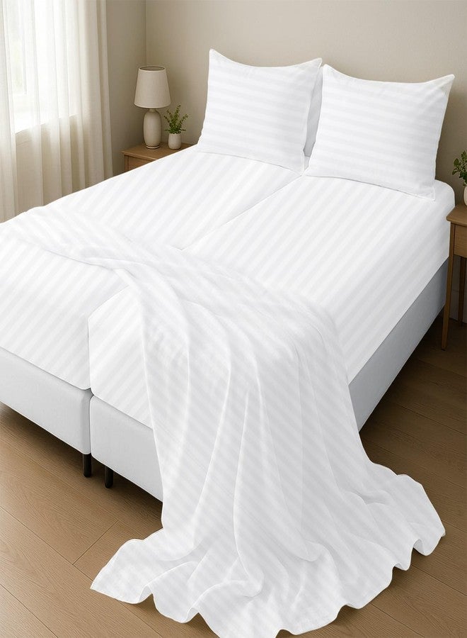 Silentnight Split California King Sheets for Adjustable Beds 5-Piece Split California King Sheet Set, 800 Thread Count 100% Egyptian Cotton,18" Deep Pocket Adjustable Bed Sheets, White Stripe - Image 2