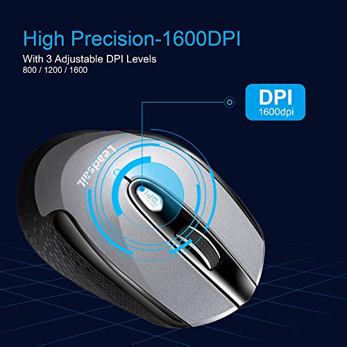 LeadsaiL Wireless Mouse for Laptop, 2.4G Portable Slim Cordless Computer Mouse Less Noise, 6 Buttons, for Windows 10/8/7/Mac/MacBook Pro/Air/HP/Dell/Lenovo/Acer - Image 3