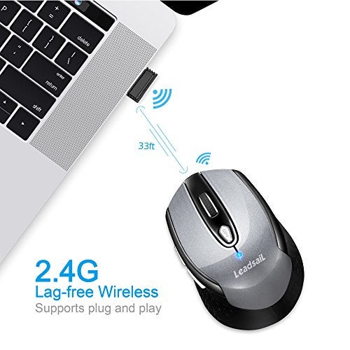 LeadsaiL Wireless Mouse for Laptop, 2.4G Portable Slim Cordless Computer Mouse Less Noise, 6 Buttons, for Windows 10/8/7/Mac/MacBook Pro/Air/HP/Dell/Lenovo/Acer - Image 5