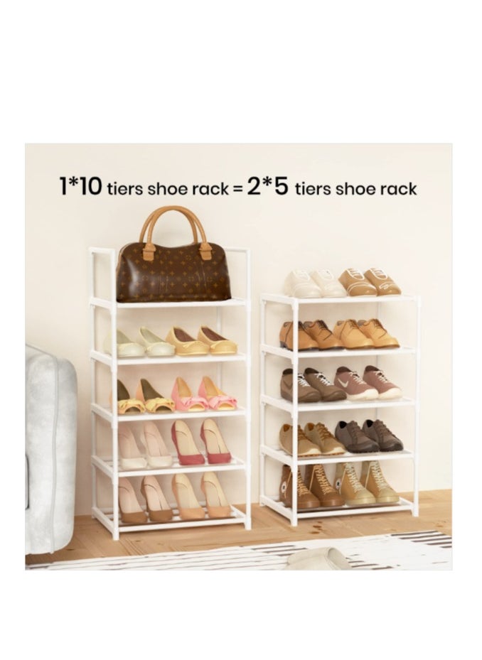 ARNOTEC - Tall Shoe Rack 10 Tier Narrow Shoe Rack 20-24 Pairs Vertical Shoe Rack Space Saving Stackable Tall Shoe Rack for Closet Entryway Durable Shoe Shelf Storage Metal Shoe Tower - Image 1