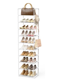 ARNOTEC Tall Shoe Rack 10 Tier Narrow Shoe Rack 20-24 Pairs Vertical Shoe Rack Space Saving Stackable Tall Shoe Rack for Closet Entryway Durable Shoe Shelf Storage Metal Shoe Tower  - Image 1