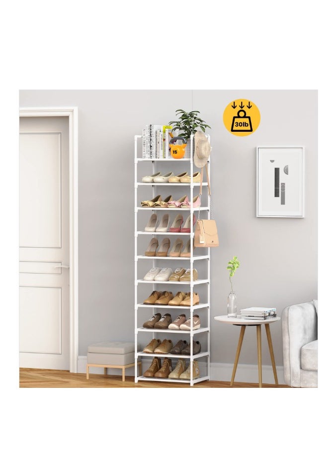 ARNOTEC - Tall Shoe Rack 10 Tier Narrow Shoe Rack 20-24 Pairs Vertical Shoe Rack Space Saving Stackable Tall Shoe Rack for Closet Entryway Durable Shoe Shelf Storage Metal Shoe Tower - Image 1