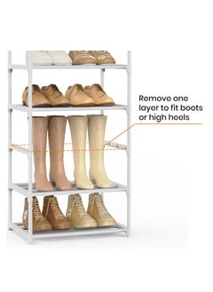 ARNOTEC Tall Shoe Rack 10 Tier Narrow Shoe Rack 20-24 Pairs Vertical Shoe Rack Space Saving Stackable Tall Shoe Rack for Closet Entryway Durable Shoe Shelf Storage Metal Shoe Tower  - Image 3