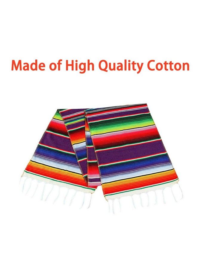 Fowecelt Mexican Serape Table Runner 14 X 84 Inch For Mexican Party Wedding Decorations Outdoor Picnics Dining Table Fringe Cotton Handwoven Table Runners - Image 5