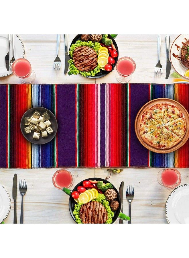 Fowecelt Mexican Serape Table Runner 14 X 84 Inch For Mexican Party Wedding Decorations Outdoor Picnics Dining Table Fringe Cotton Handwoven Table Runners - Image 4