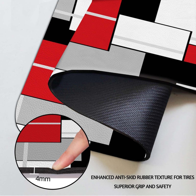 MCALK Geometric Red Dish Drying Mat for Kitchen Counter, Grey Dish Drying Pad with Anti-Slip Rubber Base, Absorbent Kitchen Sink Mat with Modern Art Decor (1 pc 18" x 16") - Image 5