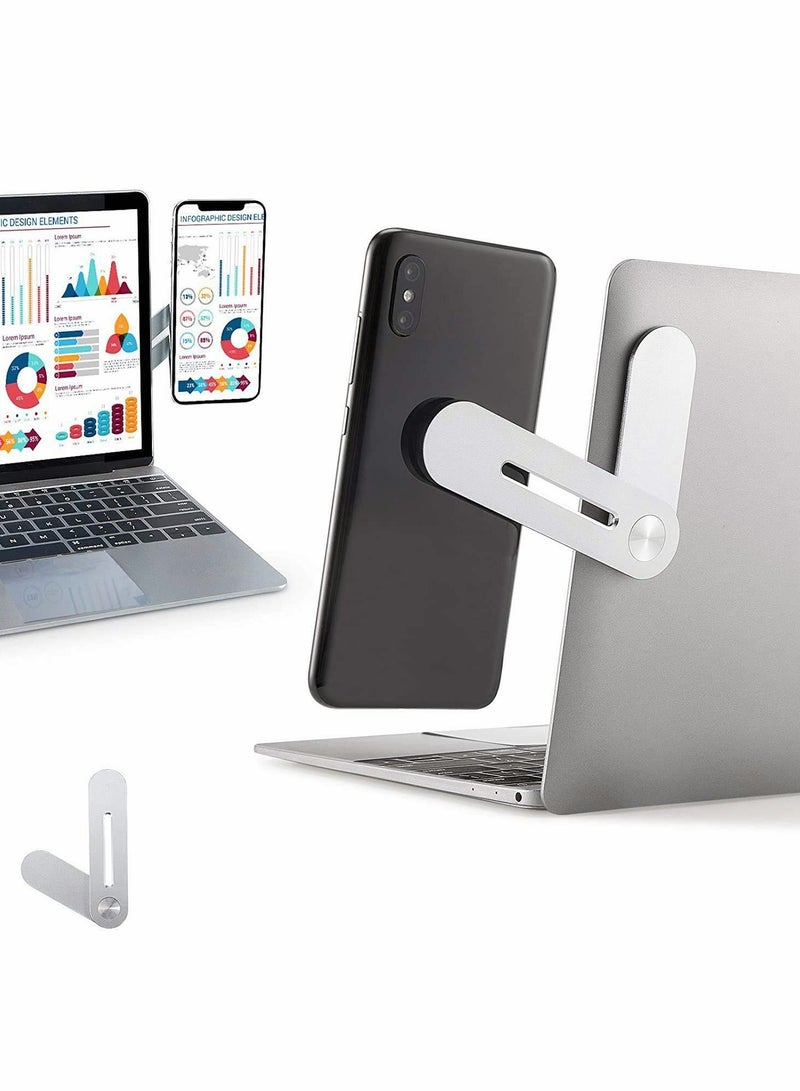 Excefore Side Mount Clip on Laptop for Phone, Aluminum Alloy Computer Expansion Bracket with Rotatable Angle Adjustment Foldable Phone Holder Stand for Laptop Same Screen for All Smart Phones - Image 1