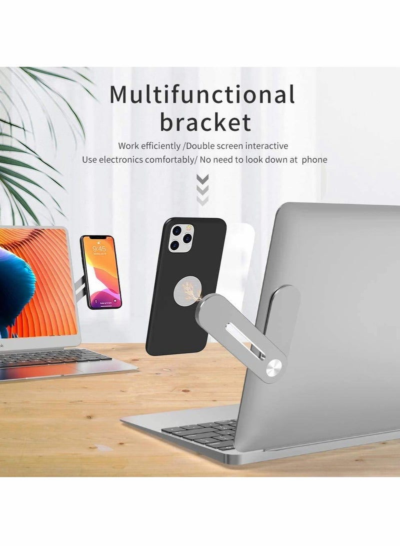 Excefore Side Mount Clip on Laptop for Phone, Aluminum Alloy Computer Expansion Bracket with Rotatable Angle Adjustment Foldable Phone Holder Stand for Laptop Same Screen for All Smart Phones - Image 3