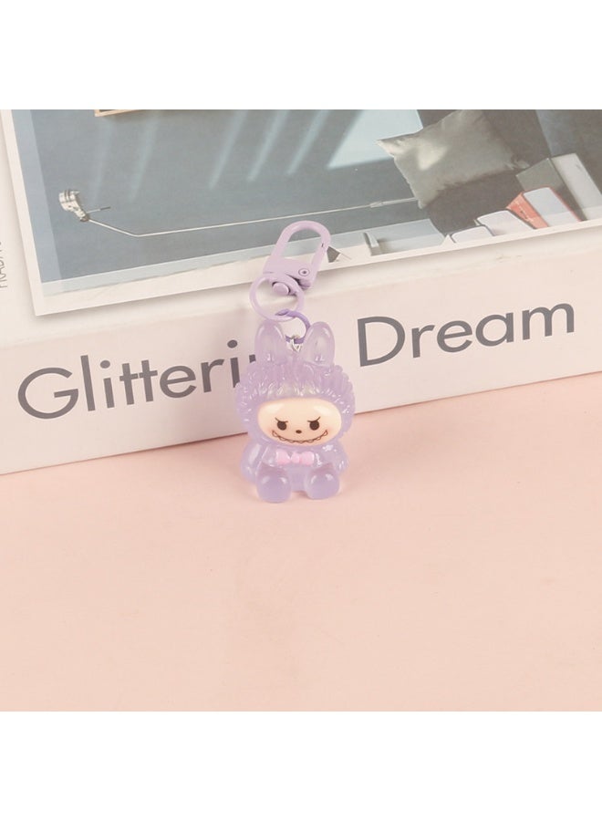 NIBEMINENT Resin Cartoon Cute Flocking LABUBU Keychain, Pendant Doll Accessory Key Chain Gift 